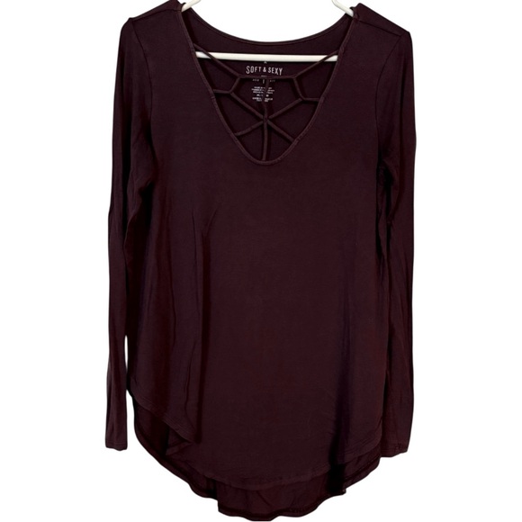 𝗔𝗘𝗢 Tops - 🔥𝗔𝗘𝗢 𝗕𝗥𝗢𝗪𝗡 𝗟𝗢𝗡𝗚 𝗦𝗟𝗘𝗘𝗩𝗘 𝗦𝗧𝗥𝗔𝗣𝗣𝗬 𝗡𝗘𝗖𝗞 𝗧𝗢𝗣